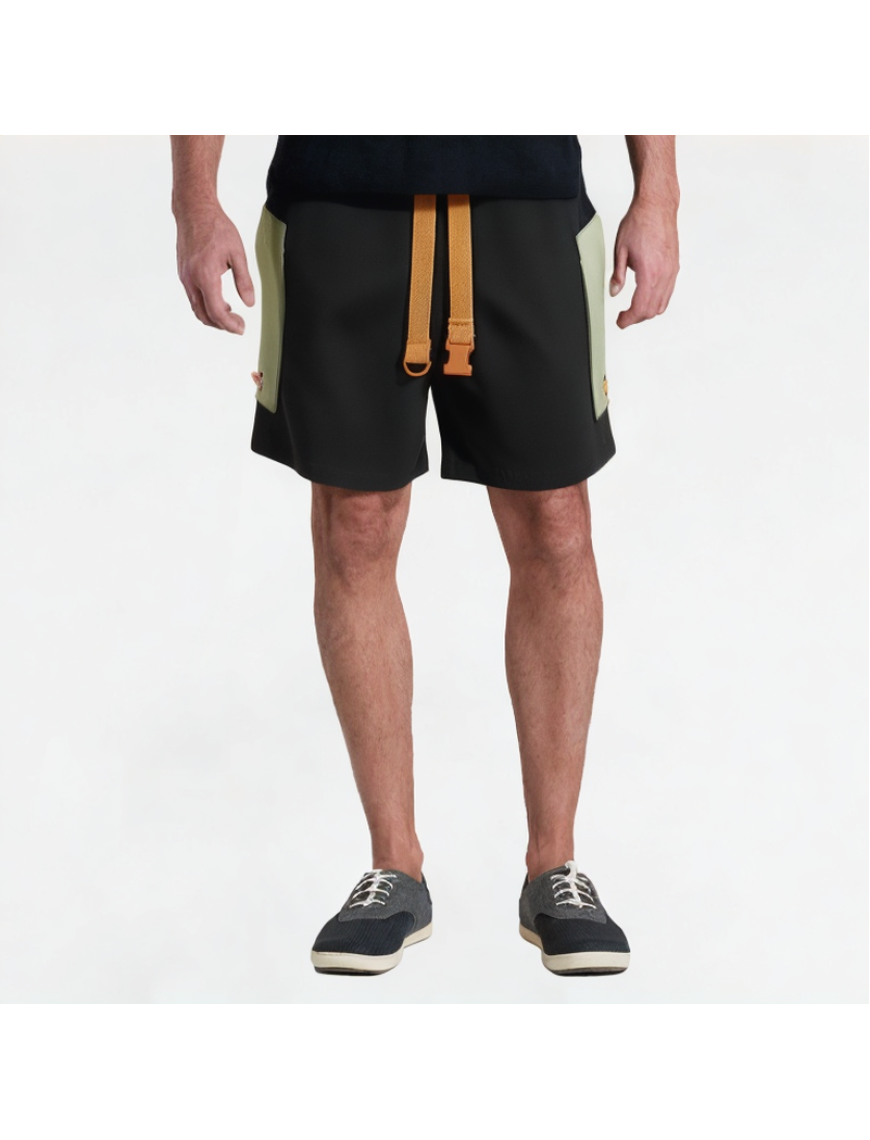 Contrast-Color Drawstring Work Shorts