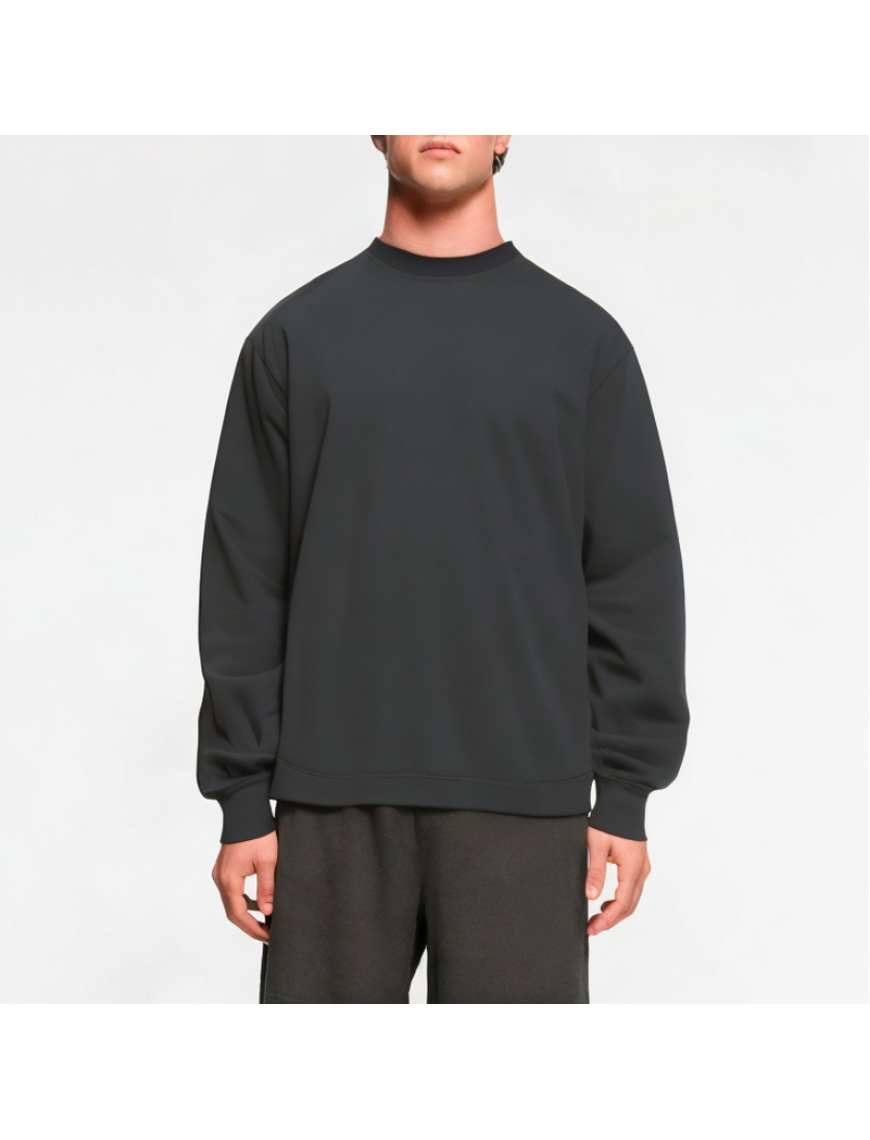 Solid Color Slit Button Pullover Sweatshirt