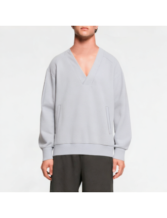 Simple Retro V-neck Solid Color Sweatshirt Simple Retro V-neck Solid Color Sweatshirt