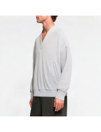 Simple Retro V-neck Solid Color Sweatshirt Simple Retro V-neck Solid Color Sweatshirt