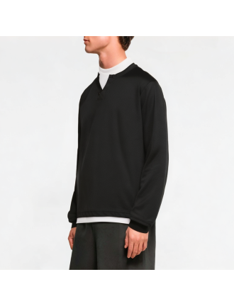 Fake two-piece V-neck drop shoulder men's sweatshirt Fake two-piece V-neck drop shoulder men's sweatshirt
