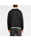 Fake two-piece V-neck drop shoulder men's sweatshirt