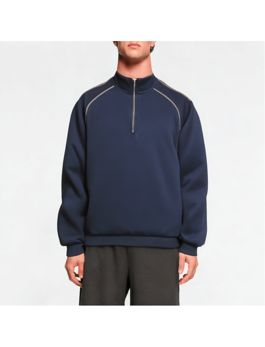 Simple And Versatile Half-High Zipper Sweatshirt