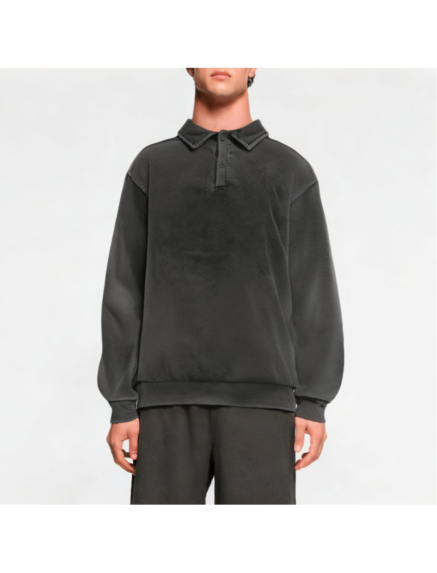 Heavy-Duty Distressed Round-Neck Men's Sweatshirt