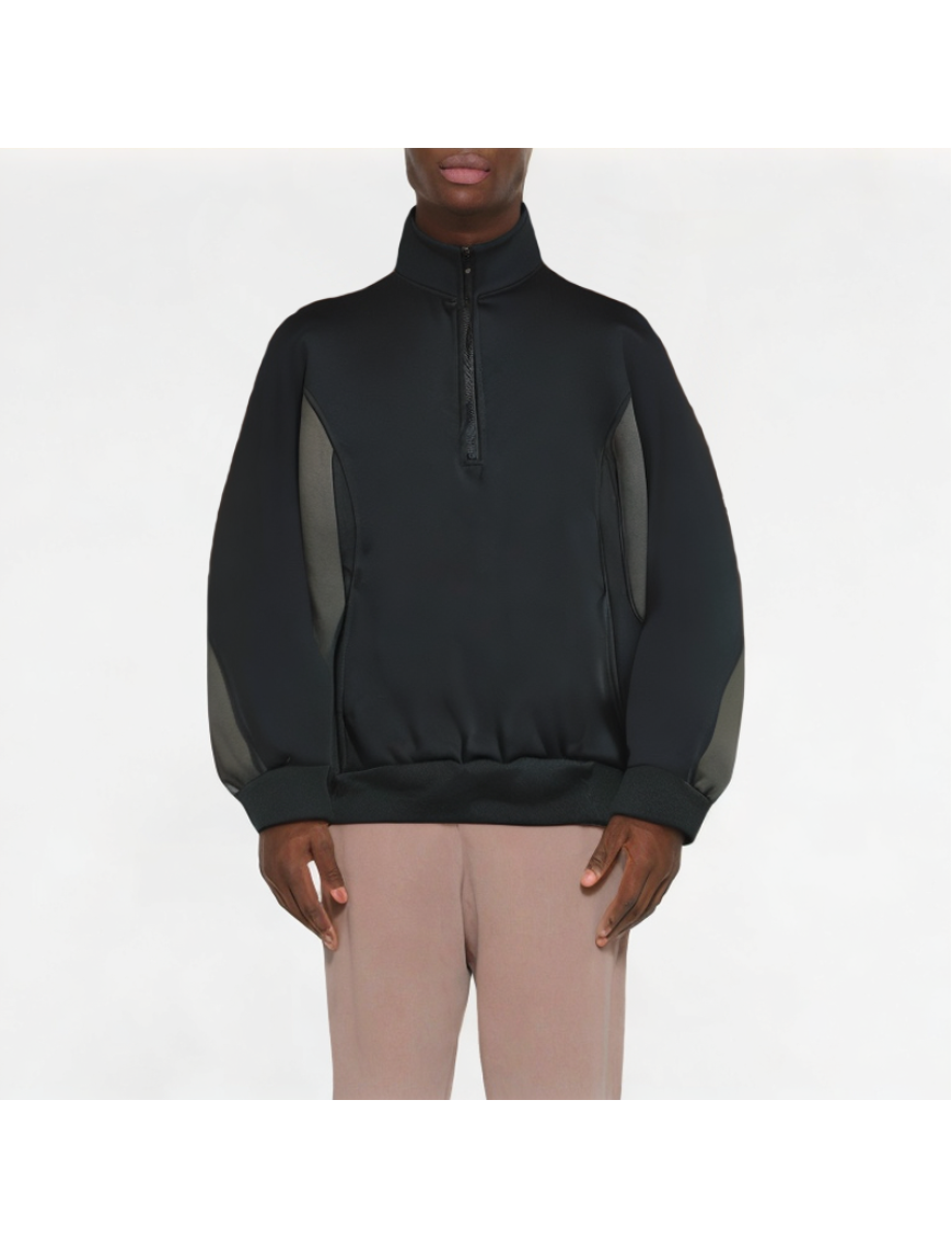 Casual Half-Zip Contrast Collar Sweatshirt