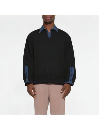 High-Quality Stitching Contrasting Fake Two-Piece Sweatshirt High-Quality Stitching Contrasting Fake Two-Piece Sweatshirt