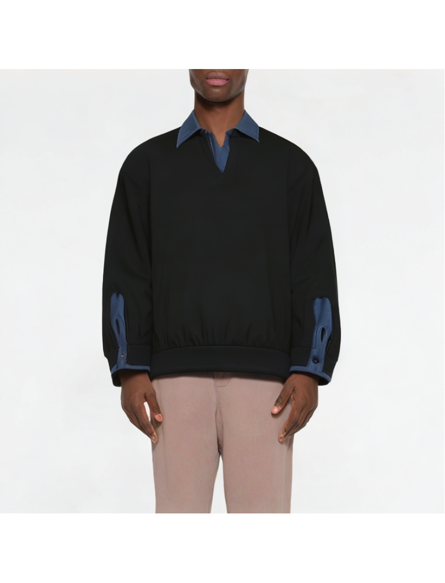 High-Quality Stitching Contrasting Fake Two-Piece Sweatshirt