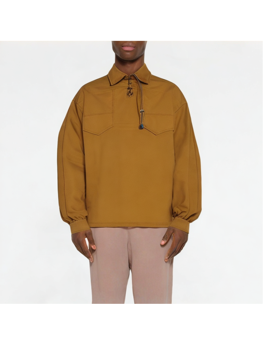 Spring Tie-Cord Lapel Men's Sweatshirt