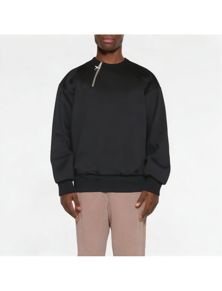 Daily Half-Diagonal Zipper Solid Color Men's Sweatshirt
