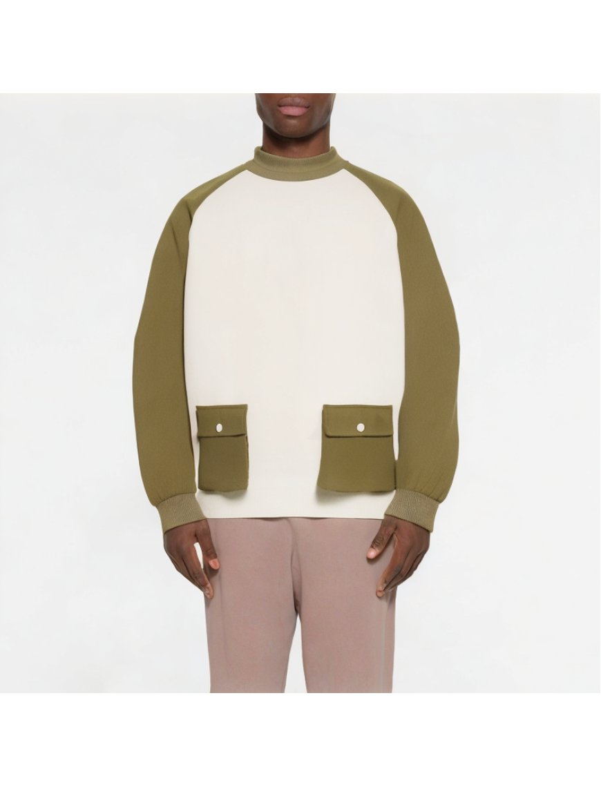 Waffle Contrast Color Sweatshirt