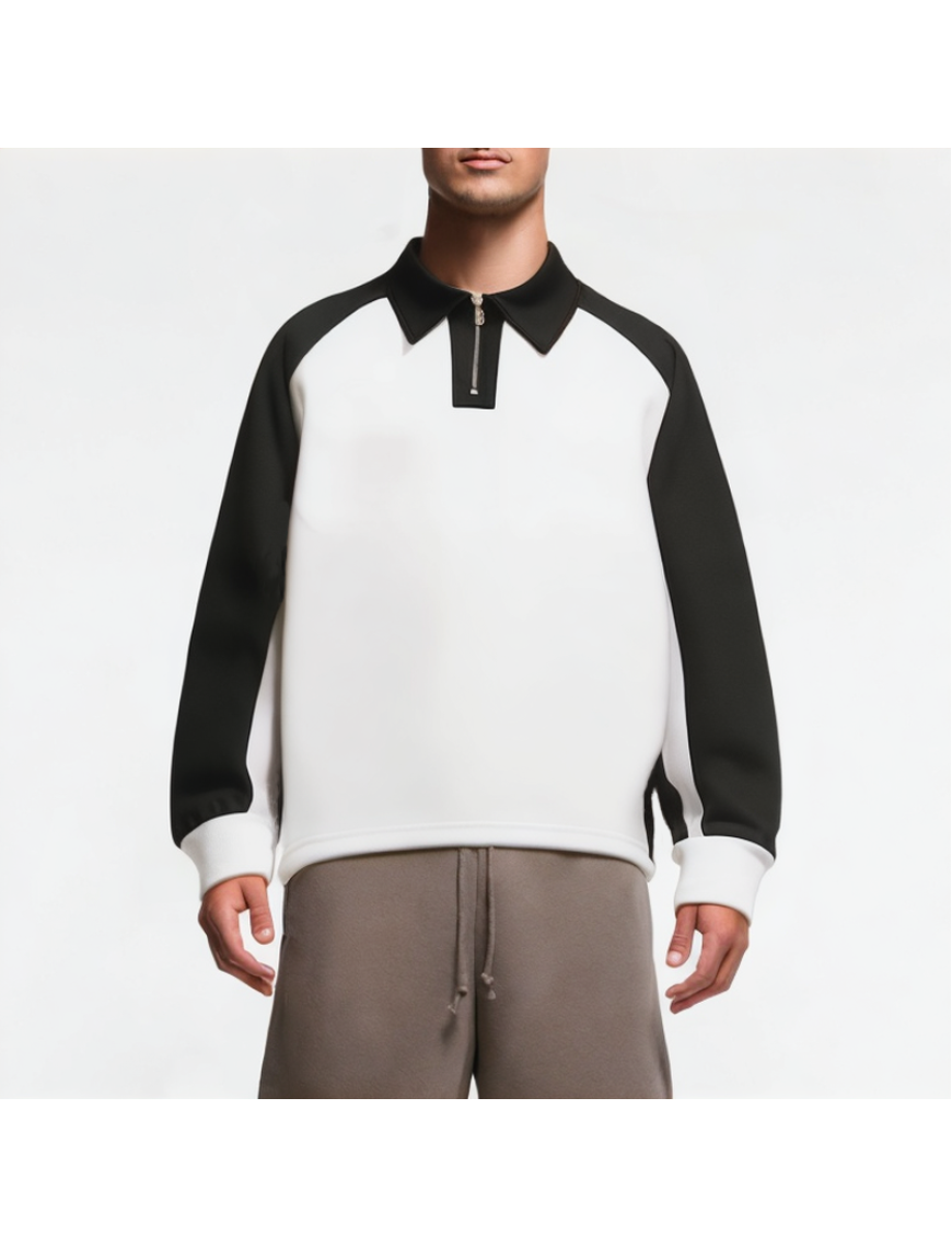 Men's Half-Zip Contrast Raglan Sweatshirt