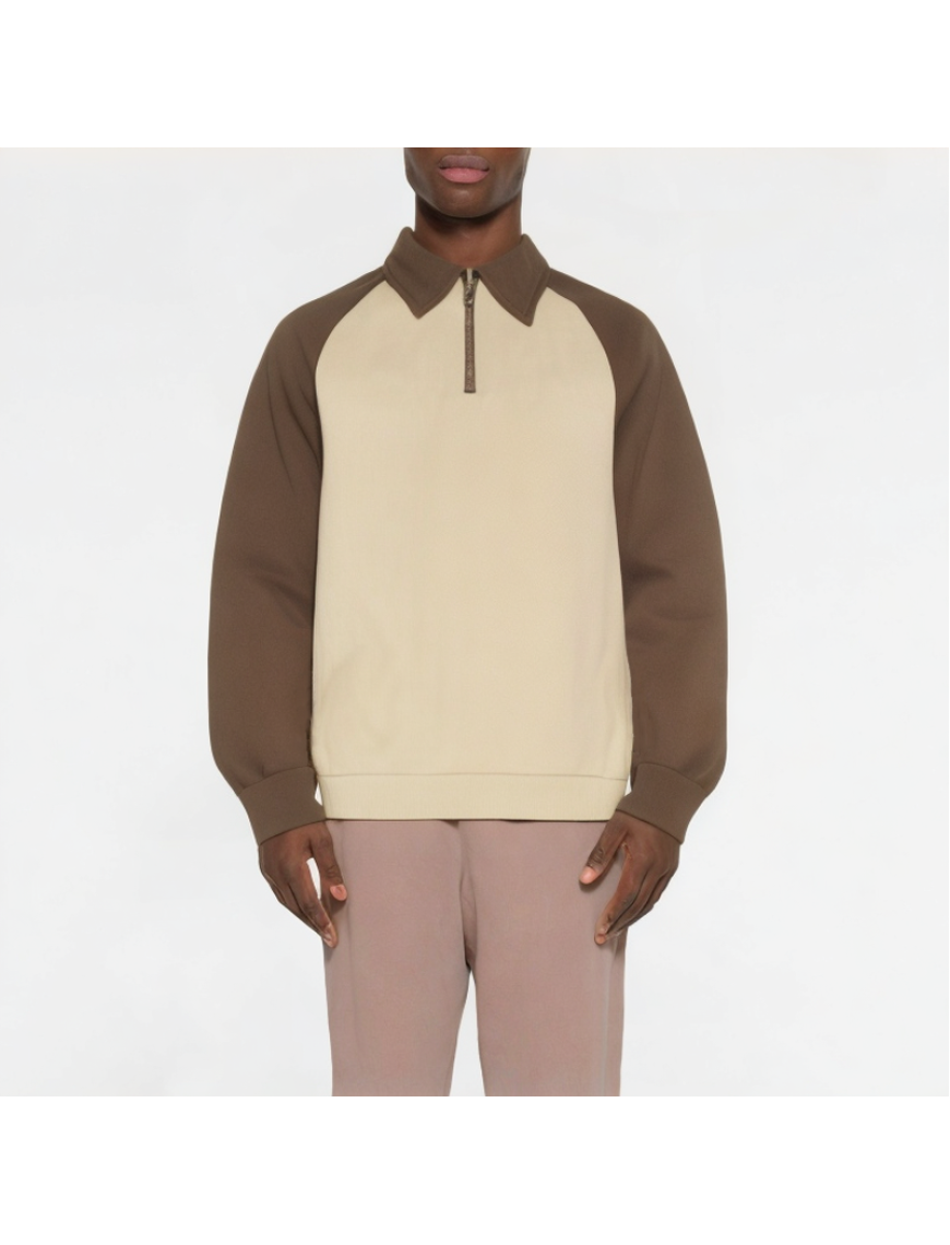 Casual Half-Zip Lapel Color-Blocking Sweatshirt