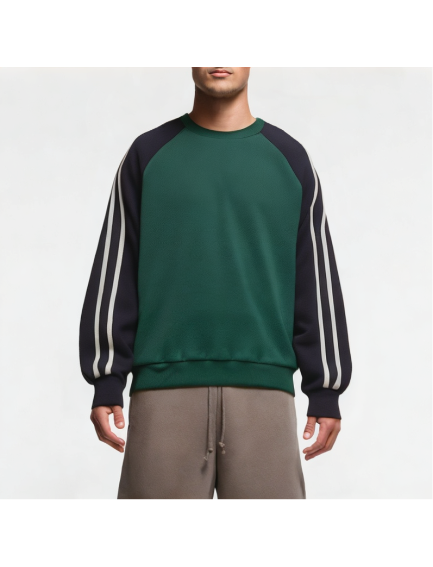 Men's Casual Contrasting Round Neck Sweatshirt