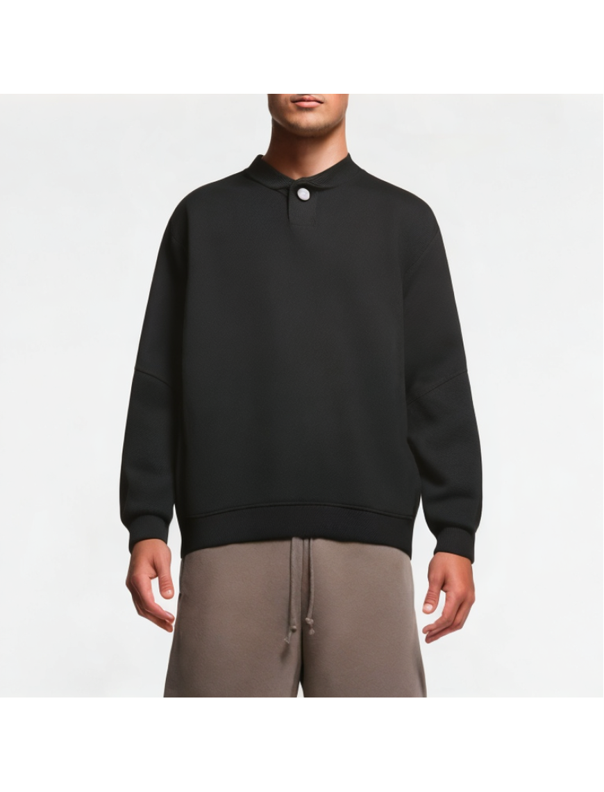 Side Snap Textured Casual Sweatshirt