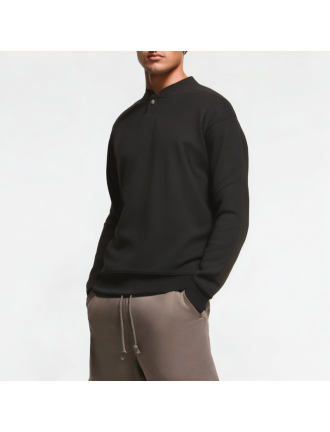 Side Snap Textured Casual Sweatshirt Side Snap Textured Casual Sweatshirt