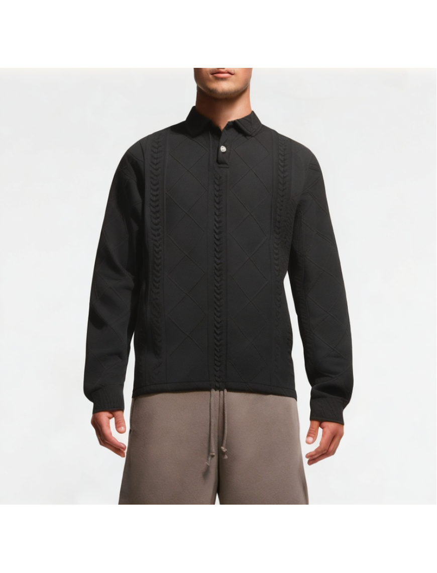 Men's Jacquard Lapel Sweatshirt