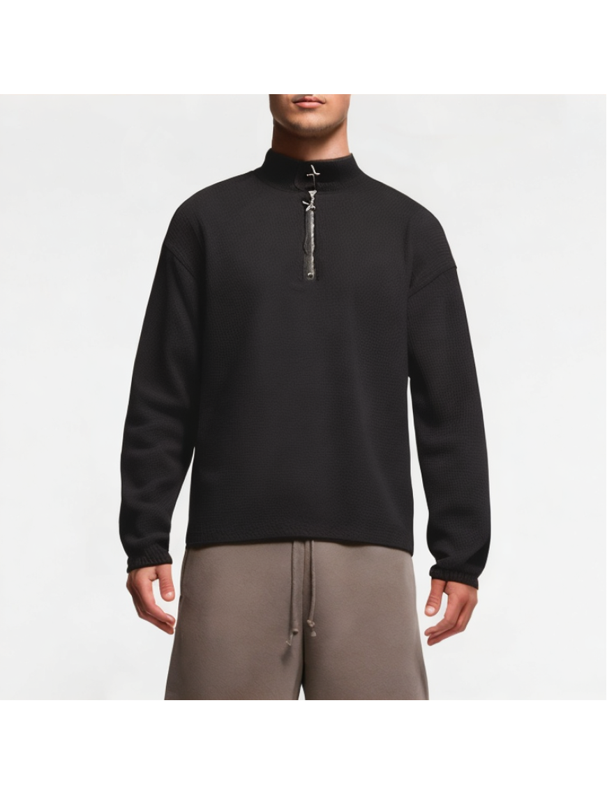 Men's Half-Zip Solid Color Stand-Up Collar Sweatshirt