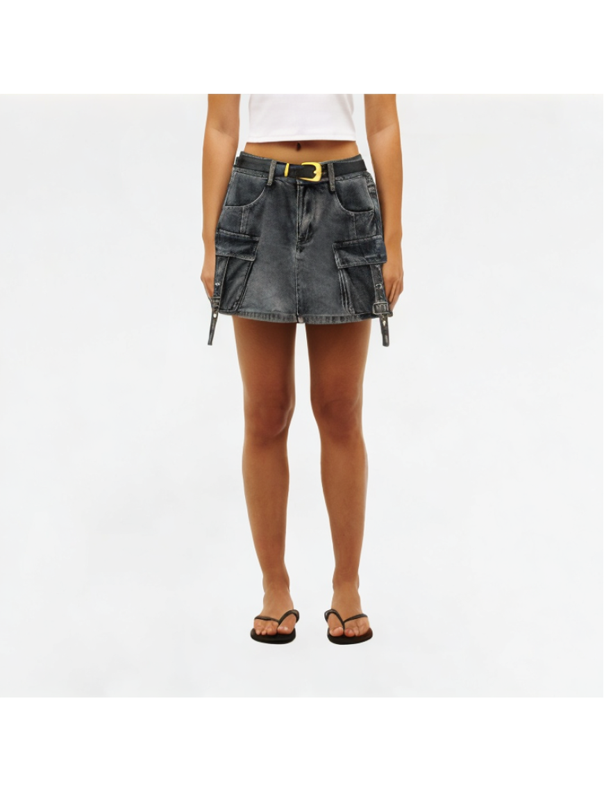 Summer Multi-Pocket Denim Skirt