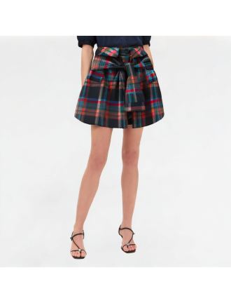 Contrasting Plaid Knotted Skirt Contrasting Plaid Knotted Skirt