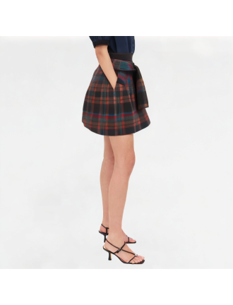 Contrasting Plaid Knotted Skirt Contrasting Plaid Knotted Skirt