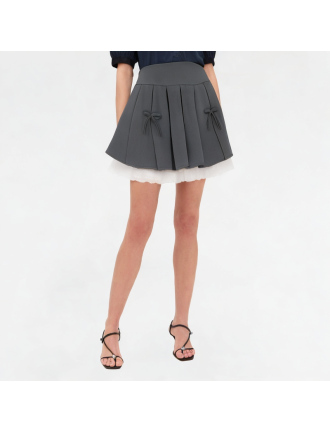 High-Waisted Bow Pleated Skirt High-Waisted Bow Pleated Skirt