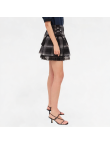 Striped Plaid Lace Pleated Skirt