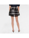 Striped Plaid Lace Pleated Skirt