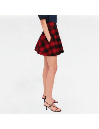 Fashionable Grid Pattern Lace-up Skirt Fashionable Grid Pattern Lace-up Skirt