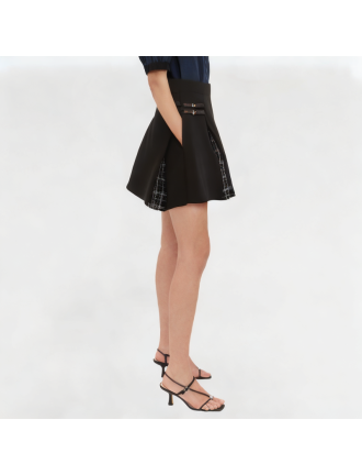 Patchwork plaid pleated skirt Patchwork plaid pleated skirt