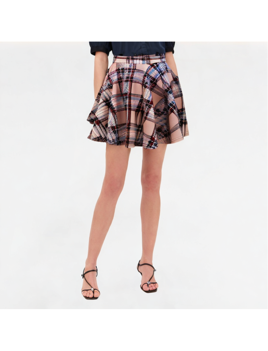 Fashionable High-Waisted Plaid Skirt