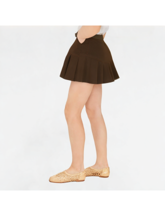 High-Waist Pleated Denim Skirt High-Waist Pleated Denim Skirt