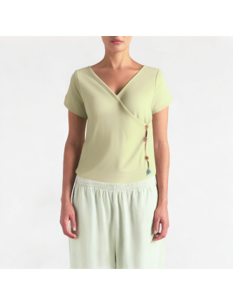 Solid Color V-Neck Short Sleeve Solid Color V-Neck Short Sleeve