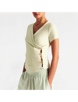 Solid Color V-Neck Short Sleeve Solid Color V-Neck Short Sleeve