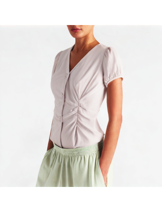 High-End Pleated Puff Sleeve Short-Sleeve High-End Pleated Puff Sleeve Short-Sleeve