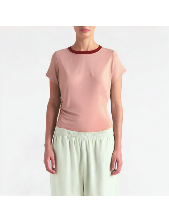 Slimming Contrasting Round Neck Short Sleeves Slimming Contrasting Round Neck Short Sleeves