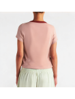 Slimming Contrasting Round Neck Short Sleeves