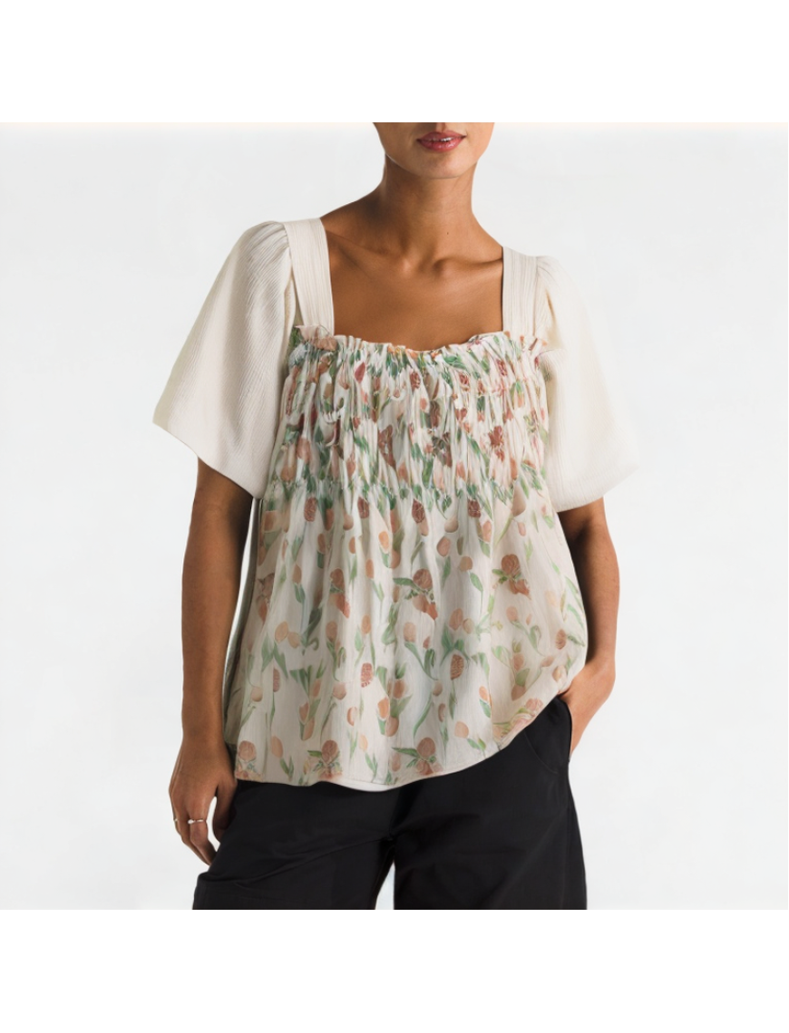 Chiffon Floral Short Sleeves