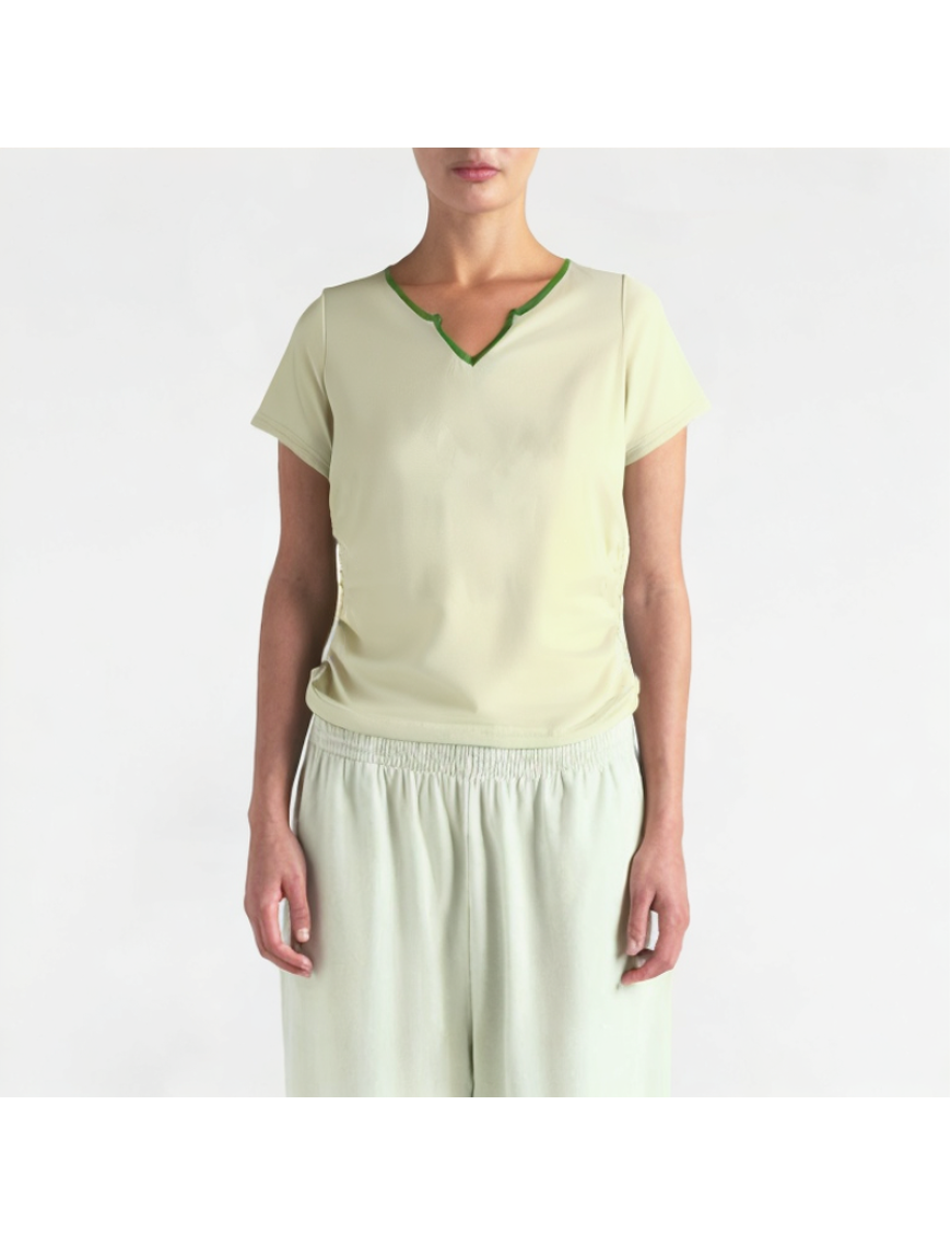 Summer Straight Shoulder Pleated Short Sleeves