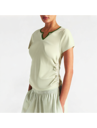 Summer Straight Shoulder Pleated Short Sleeves Summer Straight Shoulder Pleated Short Sleeves