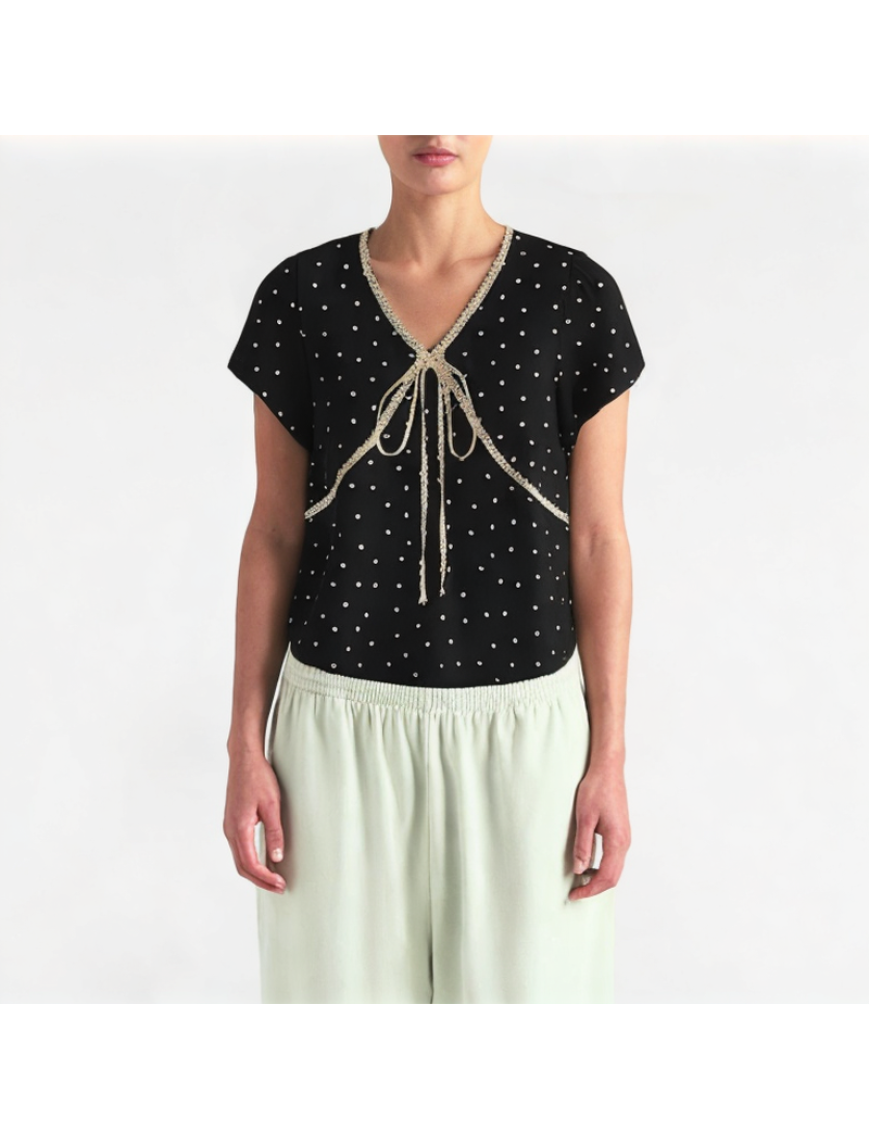 Lace V-Neck Short Sleeves