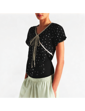 Lace V-Neck Short Sleeves Lace V-Neck Short Sleeves