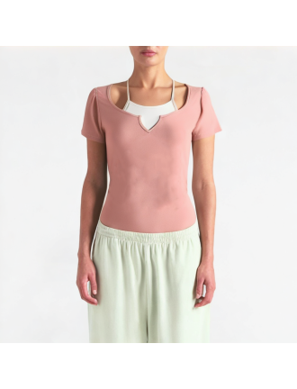 Fake Two-Piece Layered Sling Short Sleeves Fake Two-Piece Layered Sling Short Sleeves