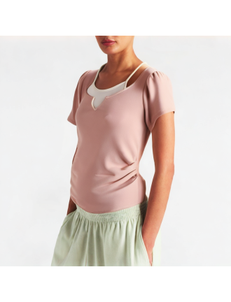 Fake Two-Piece Layered Sling Short Sleeves Fake Two-Piece Layered Sling Short Sleeves