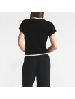Lace-Edged Straight-Shoulder Short Sleeves