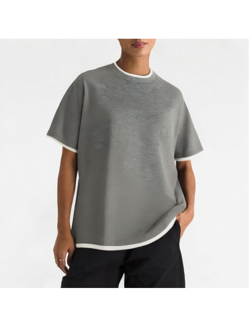 Spliced Contrasting Casual Short Sleeves
