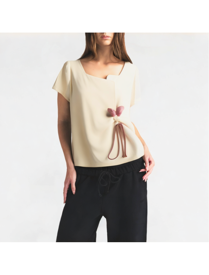 Irregular Square Neck Short Sleeve