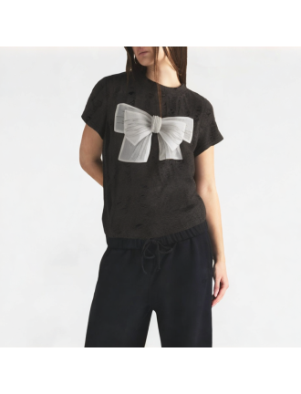 Hollow Three-Dimensional Bow Shoulder Short Sleeves Hollow Three-Dimensional Bow Shoulder Short Sleeves