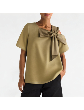 Bowknot Off-Shoulder Short Sleeves Bowknot Off-Shoulder Short Sleeves