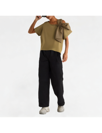 Bowknot Off-Shoulder Short Sleeves Bowknot Off-Shoulder Short Sleeves