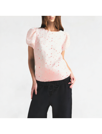 Floral Puff Sleeve Short-Sleeved Top Floral Puff Sleeve Short-Sleeved Top